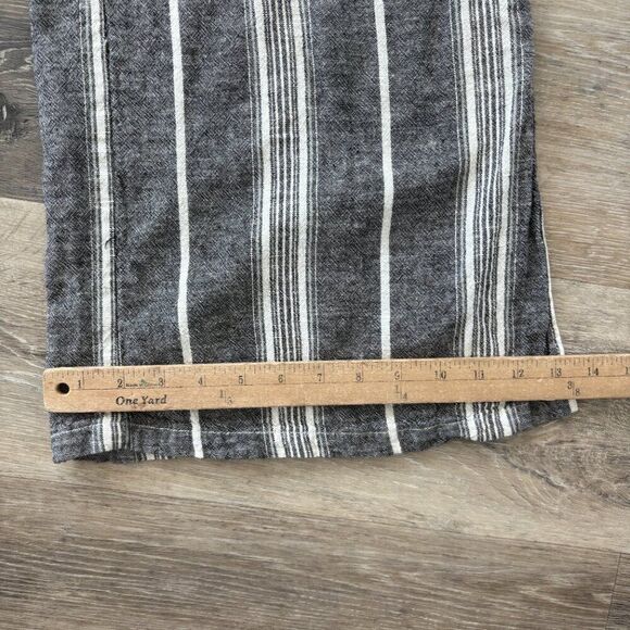 Happily Grey Linen Blend Striped Wide Leg Pants XL Paperbag Waist Belted Casual - Picture 11 of 14